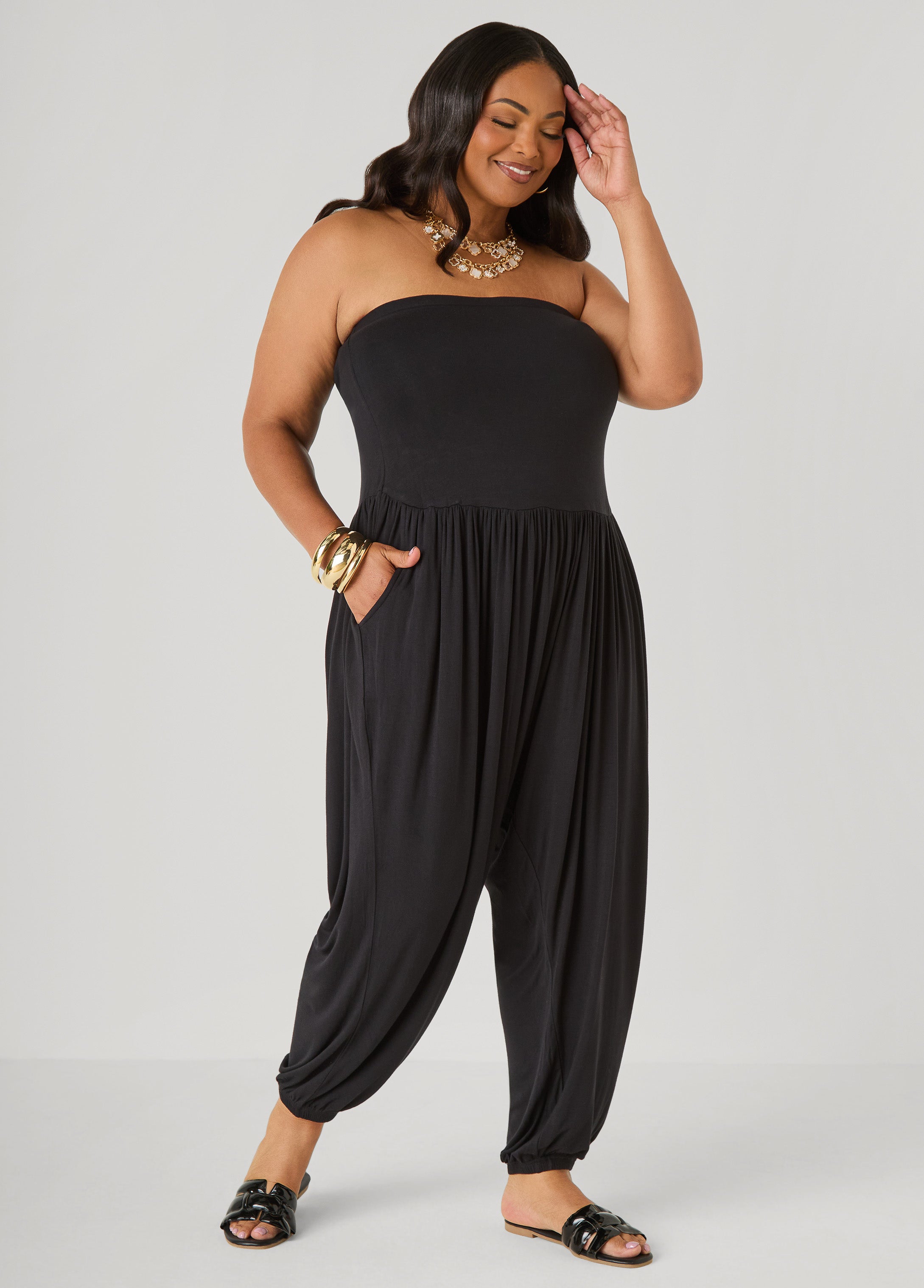 Strapless Harem Leg Jumpsuit