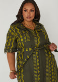 Printed Linen Blend Shirtdress