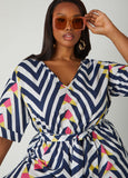 Abstract Linen Blend Jumpsuit