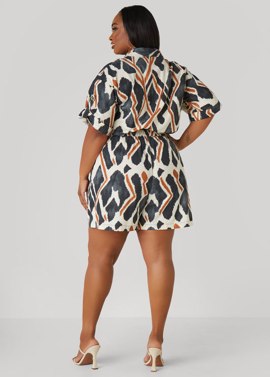 Abstract Cotton And Linen Romper