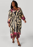 Floral And Zebra Print Maxi Dress
