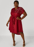 Beaded Embroidered Midi Shirtdress