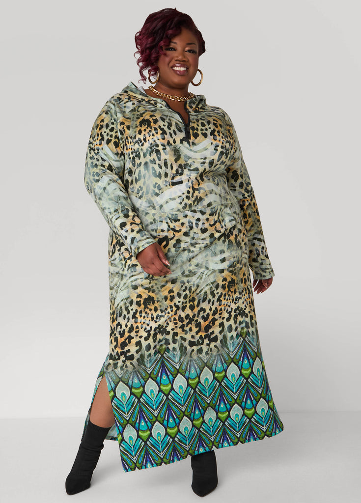 Animal Print Hooded Maxi Dress – Ashley Stewart