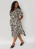Abstract Print Cotton Shirtdress