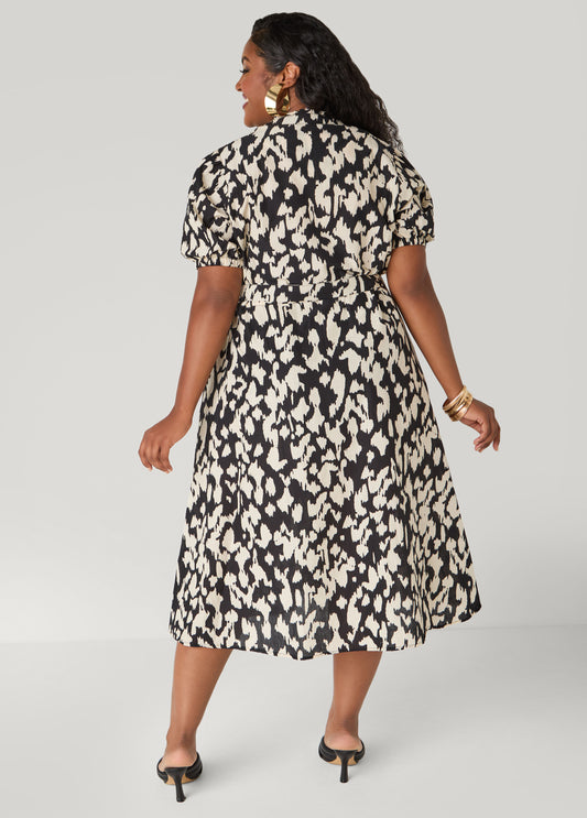 Abstract Print Cotton Shirtdress