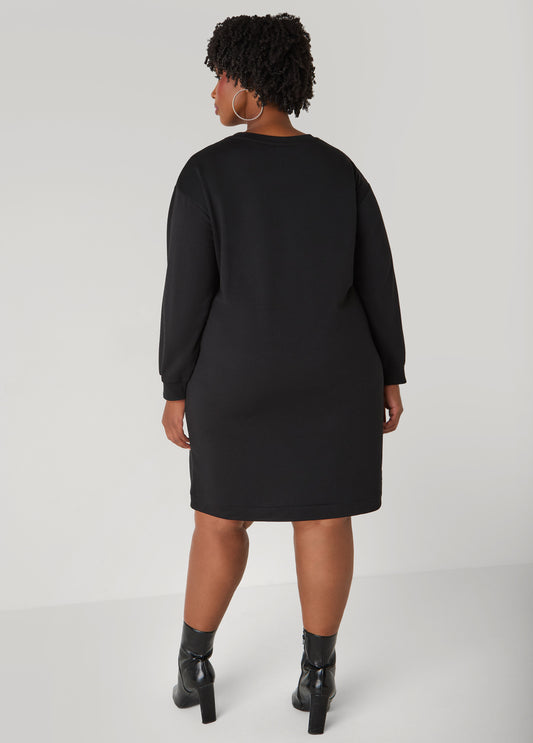 Shoelace Embellished Sweatshirt Dress