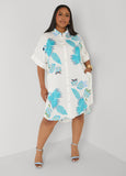 Parrot Print Hi Low Shirtdress