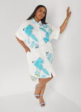 Parrot Print Hi Low Shirtdress