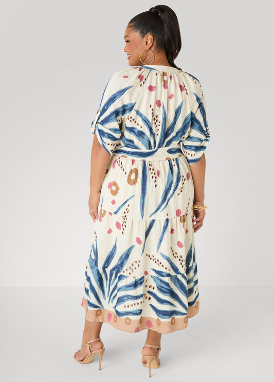 Abstract Print A Line Midaxi Dress