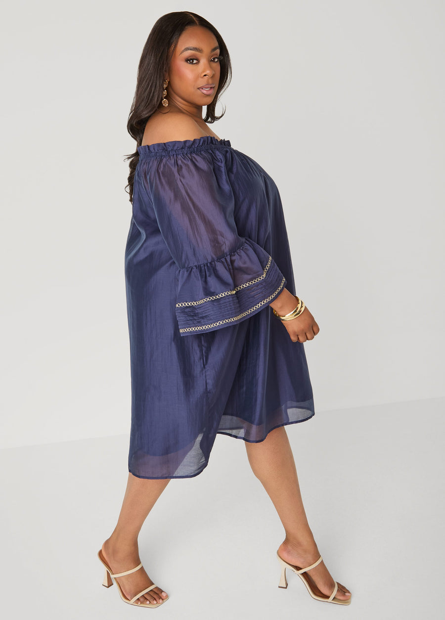 Embroidered Off The Shoulder Dress