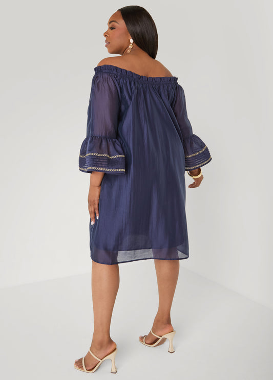 Embroidered Off The Shoulder Dress