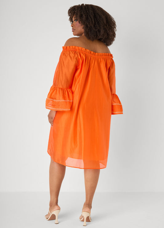 Embroidered Off The Shoulder Dress