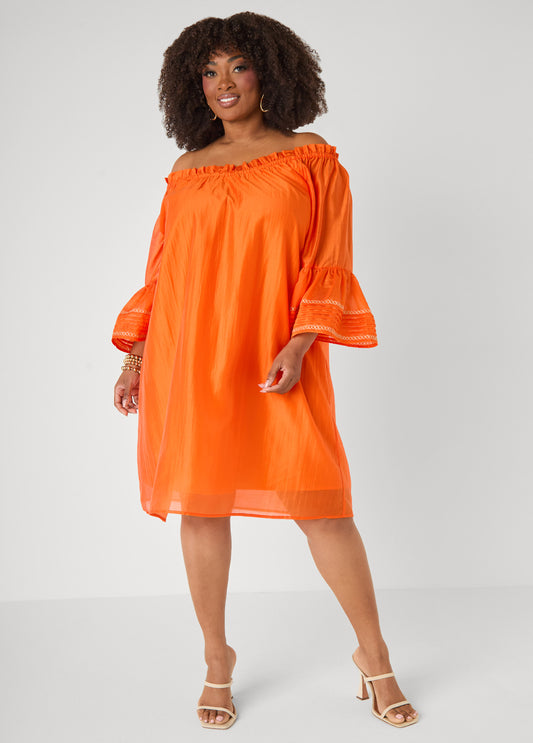 Embroidered Off The Shoulder Dress