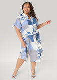 Belted Geo Print Shirtdress