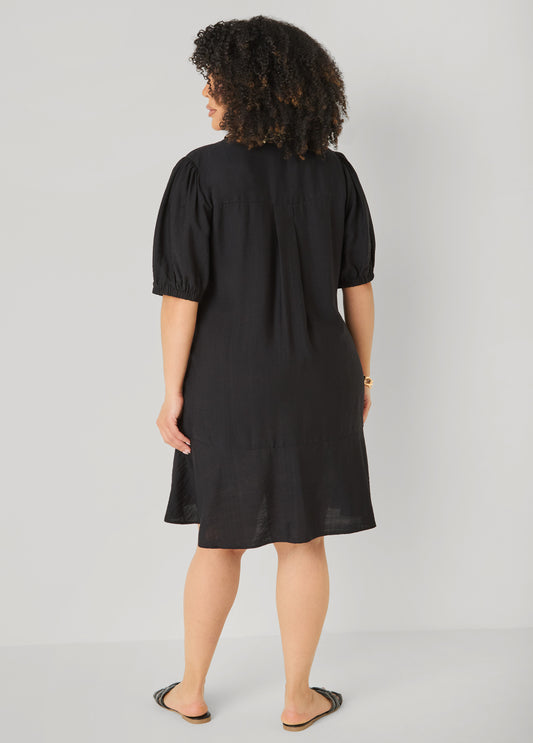 Leopard Trimmed Flounced Dress