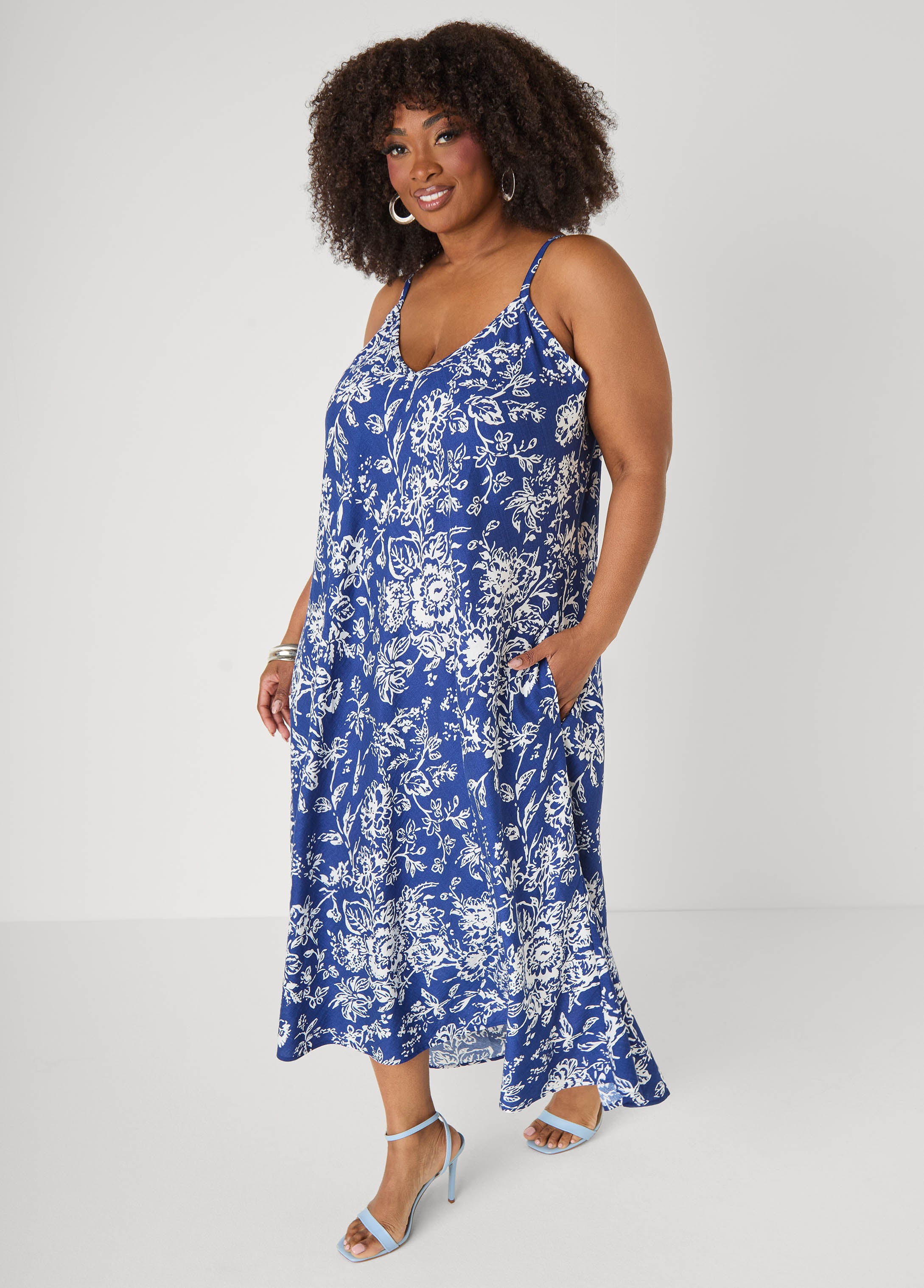 Floral V Neck Midaxi Dress Ashley Stewart Floral V Neck Midaxi Dress Ashley Stewart