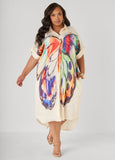 Butterfly Print Hi Low Shirtdress