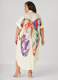 Butterfly Print Hi Low Shirtdress