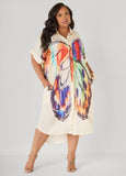 Butterfly Print Hi Low Shirtdress
