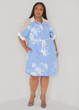 Lace Paneled Printed Shirtdress
