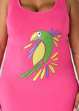 Cutout Parrot Midi Tank Dress