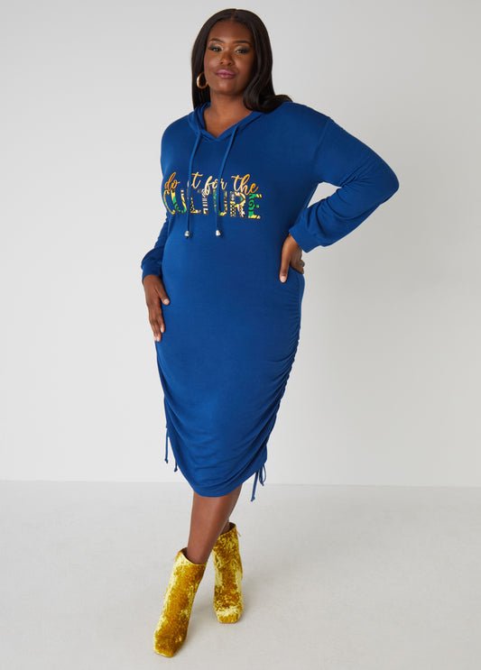Plus Size hooded dress plus size graphic sweatshirt dress