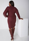 Fringed Cable Knit Sweater Dress