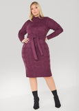 Plus Size Belted Cable Knit Sweater Dress
