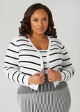 Plus Size Cropped Striped Cardigan