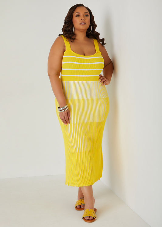 Plus Size Striped Maxi Tank Dress