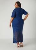 Pointelle Knit Polo Maxi Dress