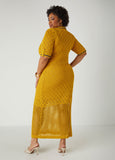Pointelle Knit Polo Maxi Dress