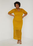 Pointelle Knit Polo Maxi Dress