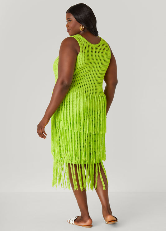 Fringed Crochet Tank Dress