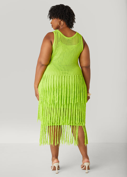 Fringed Crochet Tank Dress