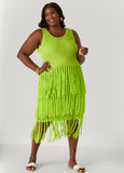 Plus Size Fringed Crochet Tank Dress