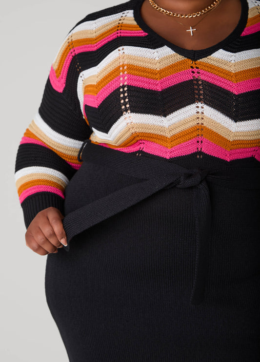 Chevron Knit Sweater Dress