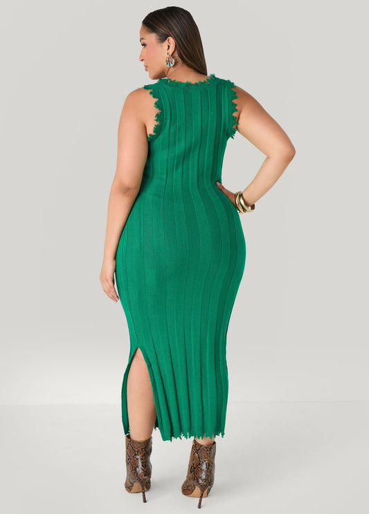 Frayed Maxi Sweater Dress