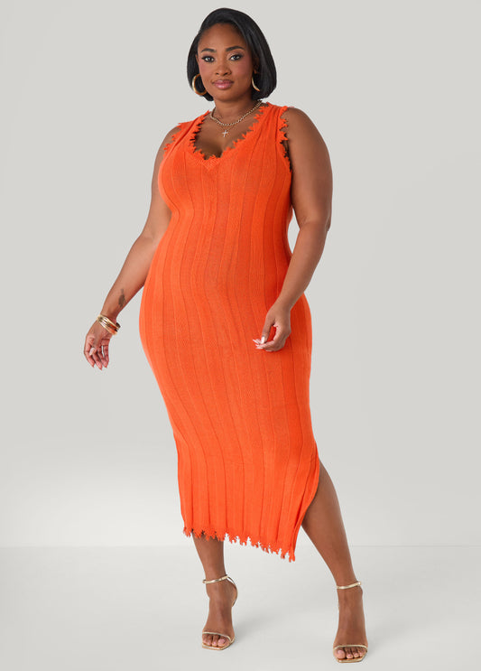 Frayed Maxi Sweater Dress