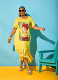 Plus Size Tropical Graphic T Shirt Dress Casual Short Sleeve Maxi Dress