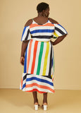 Striped Faux Wrap Maxi Dress