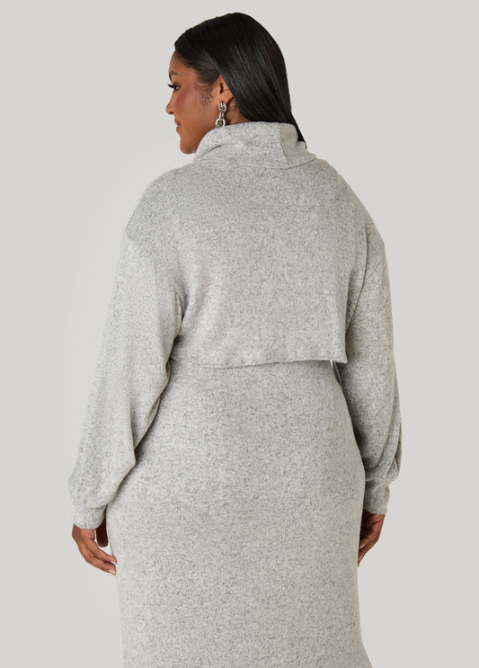 Cropped Marled Turtleneck Top