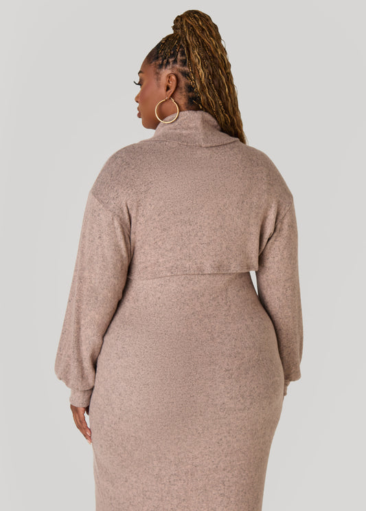 Cropped Marled Turtleneck Top