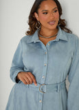 Faux Suede A Line Shirtdress