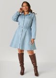 Faux Suede A Line Shirtdress