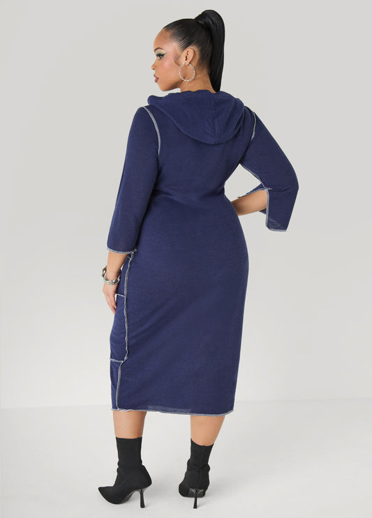 Seam Detailed Hooded Midaxi Dress