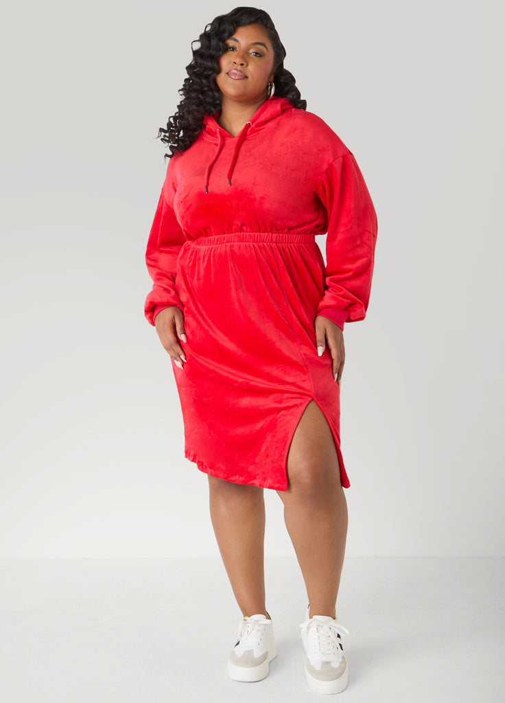 Hooded Velour Dress – Ashley Stewart