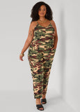 Camo Print Jersey Jumpsuit