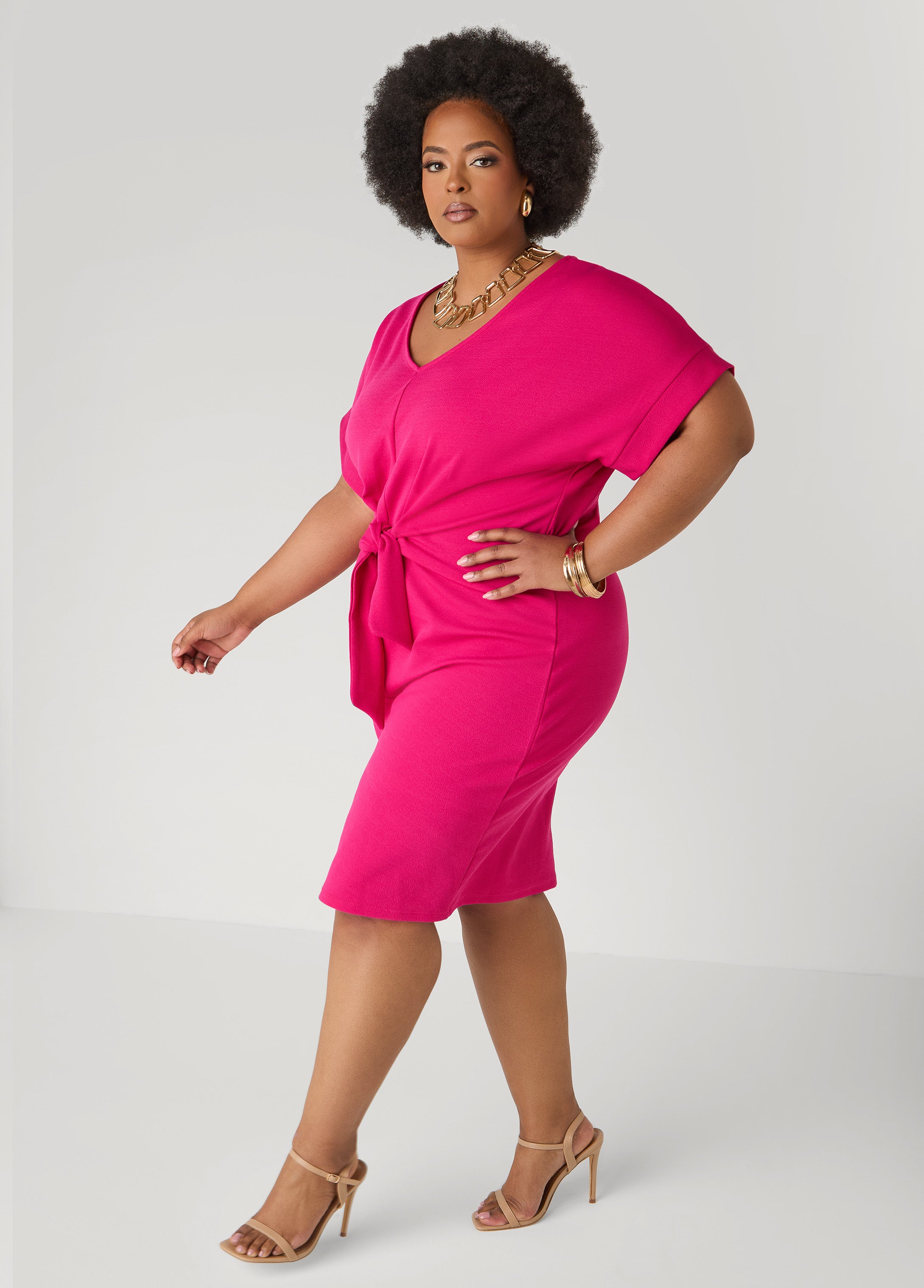 Textured Tie Front Dress