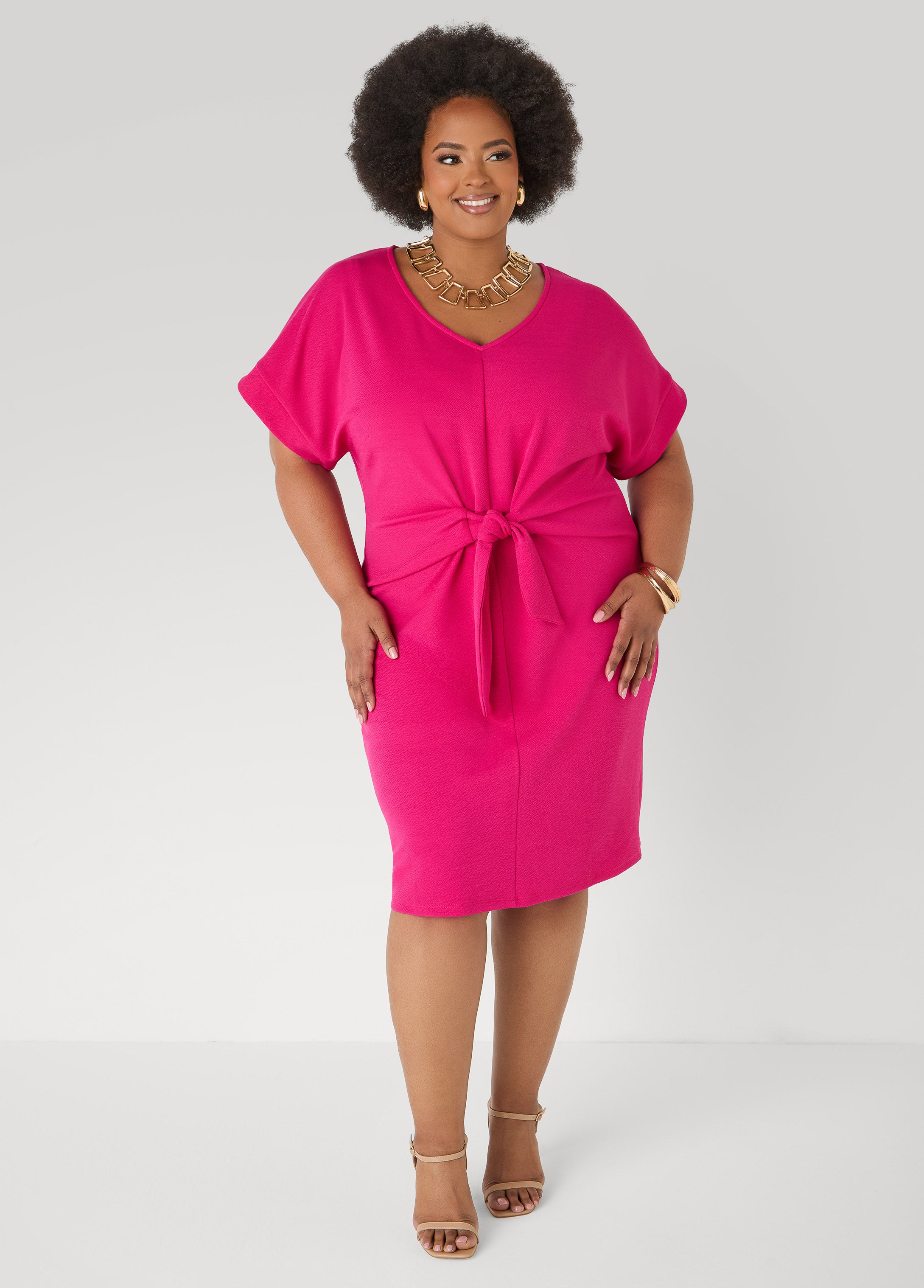 Textured Tie Front Dress